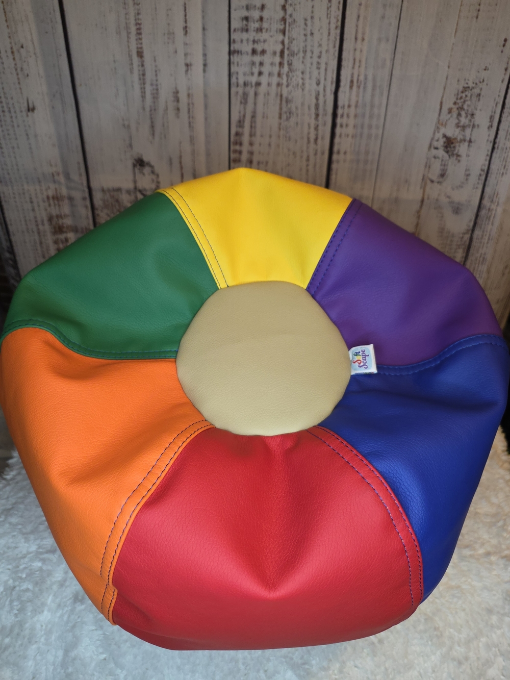 Factory Direct Partners SoftScape 12" Diameter Multicolor Kids Bean Bag Puff